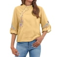 thumbnail image 1 of Linen Shirts For Women，Gauze Shirts For Women Lightweight Linen Blouses For Women Peasant Blouse Chinese Frog Button Tees Womens Linen Cotton Blouses Summer Peasant Tops For Women, 1 of 9
