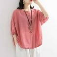 thumbnail image 1 of Linen Shirts For Women Linen Clothing For Women Boho Peasant Gauze Blouses Oversized Linen Shirts For Women Womens Summer Tops Peasant Tops For Women Gauze Tunic Tops For Women Pink 4XL, 1 of 4