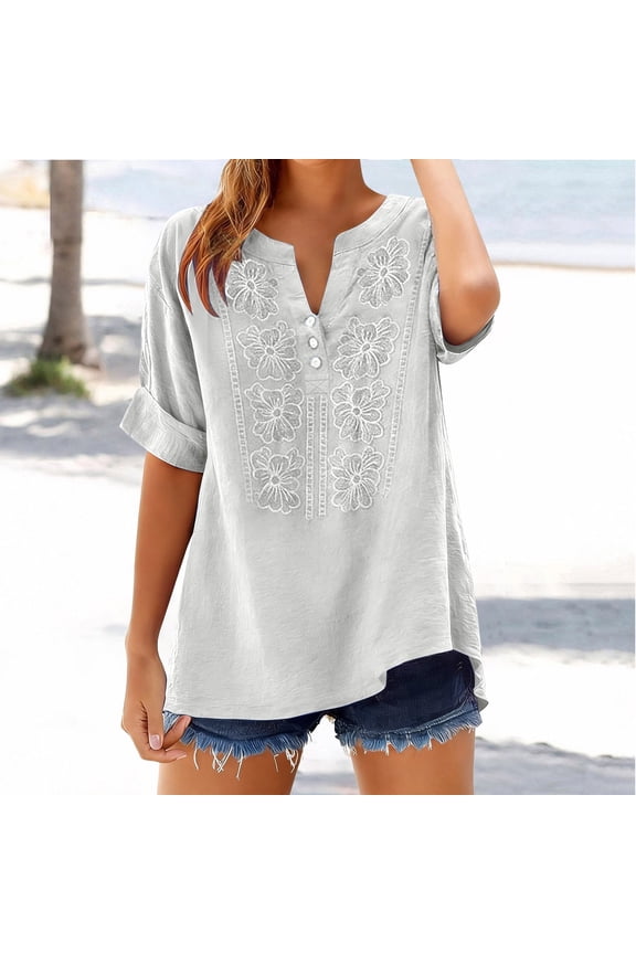 Linen Shirts for Women Peasant Tops Fashion Clothes Loose Tunics Top Solid Color Pullover Shirts Boho Shirts Summer Tops for Women Cotton Linen Tops Lightweight Pullover Shirt XL