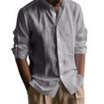 thumbnail image 1 of Linen Shirts for Men Long Sleeve Button Down Turndown Comfy Fashion Casual Solid Color Shirt Gray S, 1 of 6