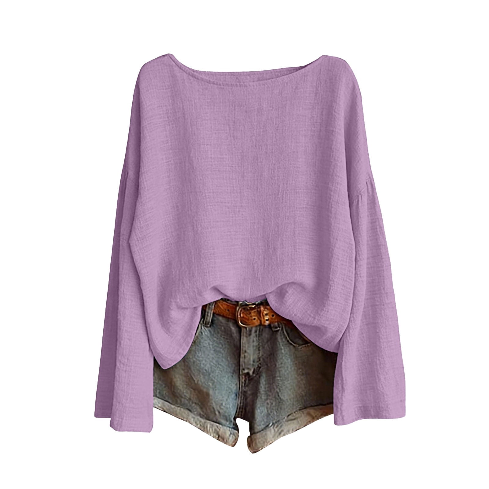 Linen Shirts for Women 2026 Spring Summer T Shirt Loose Fit Fitness ...