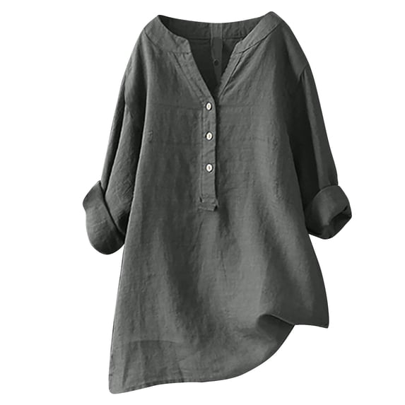 Linen Shirts for Women 2026 Summer Casual Button Down V Neck Short Sleeve Tops Comfy Trendy Business Work Blouses