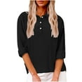thumbnail image 1 of Linen Shirts for Women Fashion Summer Polo Shirts Casual Long Sleeve V Neck Button Down Tops Loose Fit Tops for Work, 1 of 5
