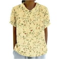 thumbnail image 1 of Linen Shirts for Women Floral Lightweight Short Sleeve Tunic Tshirts Cute Tops Business Work Casual Blouses, 1 of 4