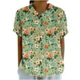 thumbnail image 1 of Linen Shirts for Women Floral Lightweight Short Sleeve Tunic Tshirts Cute Tops Business Work Casual Blouses, 1 of 4