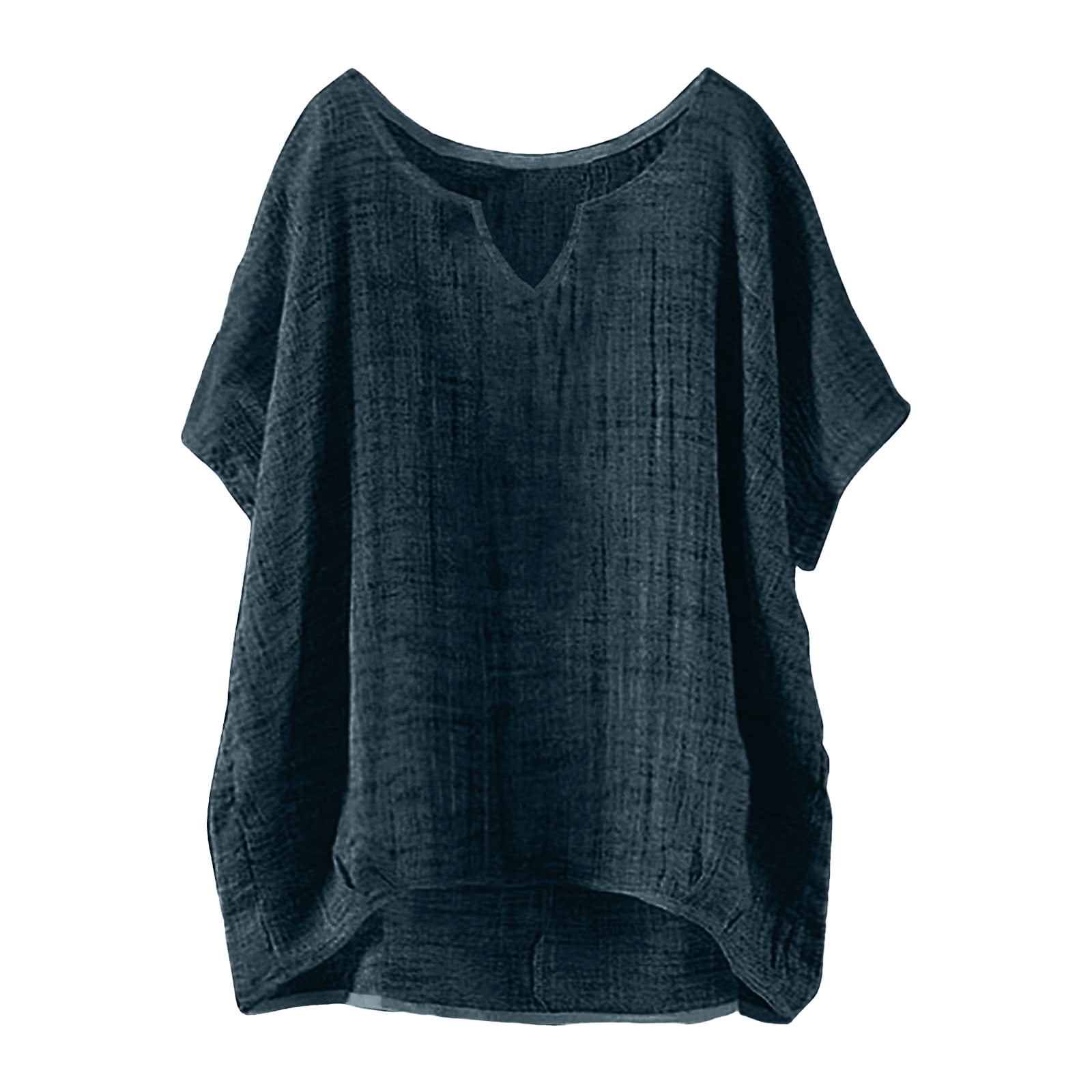 Linen Shirts for Women Short Sleeve Tunic Blouse 2026 Summer Casual ...