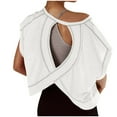 thumbnail image 1 of Linen Shirts for Women V Neck Button Down Blouse Short Sleeve Office Work Tops Vintage Vacation Tees Shirt Blouse Tops, 1 of 5