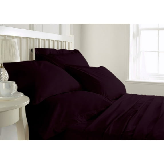 Linen Shoppe Italian Finish 300 TC Egyptian Cotton bed Sheet Set comes with 15 Inches Deep Pocket, Enhance your sleeping experience now (Cal-Queen,Wine)