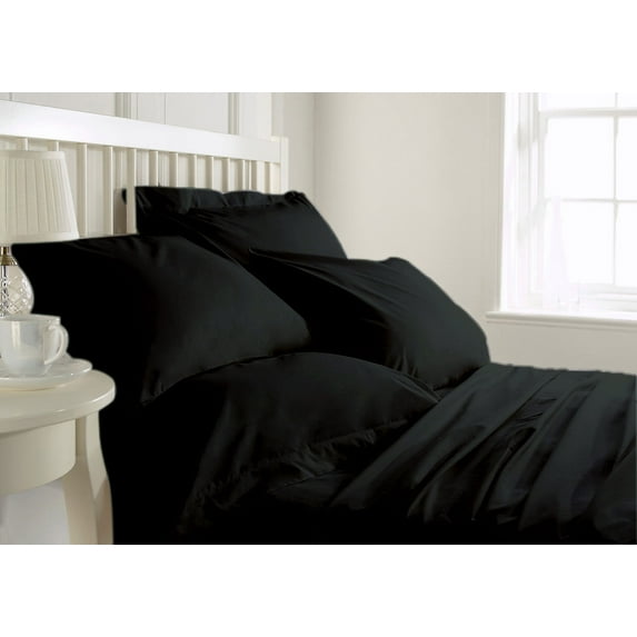 Linen Shoppe Italian Finish 300 TC Egyptian Cotton bed Sheet Set comes with 24 Inches Deep Pocket, Enhance your sleeping experience now (Olympic Queen,Black)