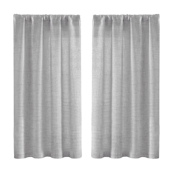 Linen Short Curtains 30x36 Inch Set of 2, Semi Sheer Solid Window Valance for Bedroom Living Room Kitchen