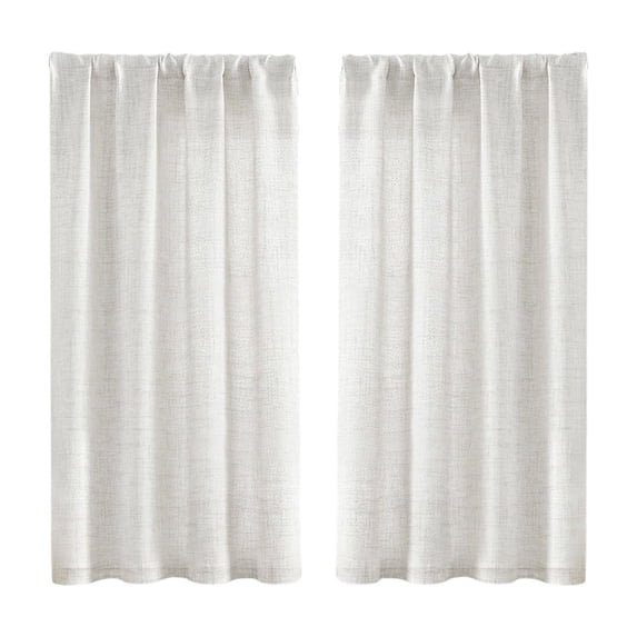 Linen Short Curtains for Living Room Bedroom Kitchen Dining Room 2 Pieces Semi Sheer Light Filtering Window Valance 30x36 Inches Easy Care Modern Home Decor Curtains