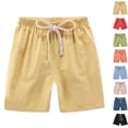 thumbnail image 1 of Linen Shorts Boys Drawstring Linen Shorts Breathable Casual Shorts Summer Girls Boys Shorts (Yellow 2T), 1 of 2