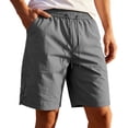 thumbnail image 1 of Linen Shorts for Men 11 Inch Inseam Summer Gym Shorts for Men Loose Elastic Waist Drawstring Cargo Shorts with Pocket Lightweight Casual Sports Shorts Dark Gray XXL, 1 of 7
