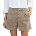thumbnail image 1 of Linen Shorts for Women, Audhol Linen Shorts for Women Summer High Waisted Button Fly Shorts Baggy Business Casual Work Shorts with Pockets Shorts Women Khaki1 L, 1 of 6