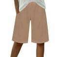 thumbnail image 1 of Linen Shorts for Women, Audhol Shorts for Women Wide Leg Linen Knee Length Summer Casual Long Shorts Loose High Waisted Short with Pockets Wide Leg Shorts for Women Brown L, 1 of 7