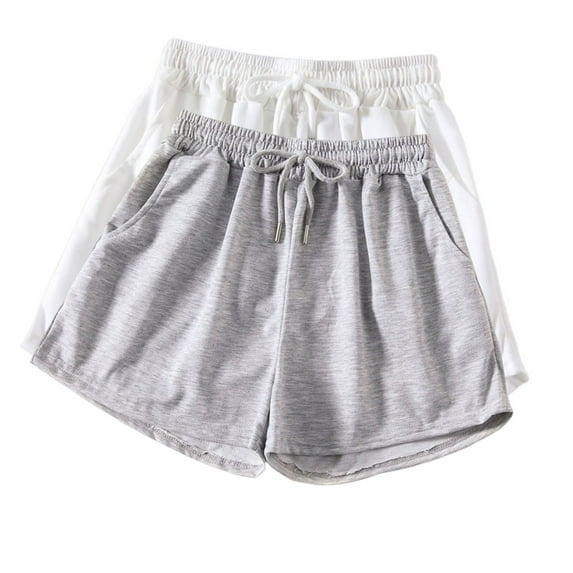 Linen Shorts for Women Solid Color Thin and Loose Fitting Running and Fitness Can Be Worn Externally High Waisted and Wide Leg Casual-Line Short White S