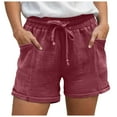 thumbnail image 1 of Linen Shorts for Women 7 Inch Inseam Drawstring Short High Waisted Lightweight Short Beach Vacation Outfits Pockets, 1 of 7