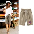 thumbnail image 1 of Linen Shorts for Women,Bermuda Shorts for Women Plus Size Cotton Linen Bermuda Shorts Wide Leg Solid Color Loose Beach Shorts with Pockets, 1 of 6