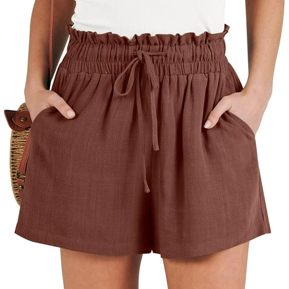 Linen Shorts for Women Casual High Waisted Wide Leg Drawstring Cute Summer Beach Shorts 2024 Fashion Vacation Outfit