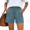 thumbnail image 1 of Linen Shorts for Women High Waisted Wide Leg Beach Vacation Shorts with Pockets Casual Summer Bermuda Short Pants, XL, 1 of 4
