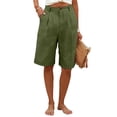 thumbnail image 1 of Linen Shorts for Women High Waisted Wide Leg Summer Casual Bermuda Shorts with Pockets, 2XL, 1 of 5