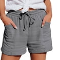 thumbnail image 1 of Linen Shorts for Women Lightweight Drawstring Elastic Waist Casual Baggy Summer Beach Shorts with Pockets, 1 of 6