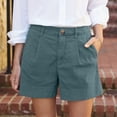 thumbnail image 1 of Linen Shorts for Women Summer Bermuda Shorts with Pockets Dressy Casual Button Down Wide Leg Beach Short Sky Blue L, 1 of 8