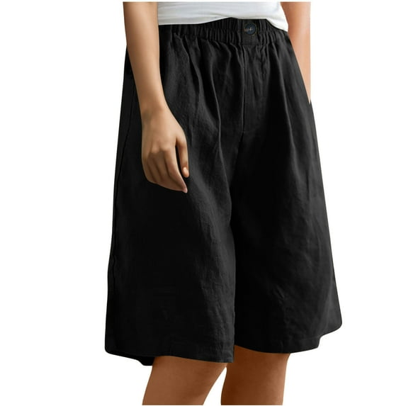 Linen Shorts for Women Summer Elastic Waisted Lightweight Drawstring Shorts with Pockets Clearance Sale