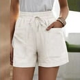 thumbnail image 1 of Linen Shorts for Women,Women's Cotton Yoga Shorts Sweat Athletic Lounge Beach Shorts Jersey Pull On with Drawstring Pockets Summer, 1 of 5