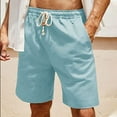 thumbnail image 1 of Linen Shorts for men Big and Tall,Men's Long Linen Shorts Below Knee Pocketed 3/4 Summer Drawstring Capri Pant,Mens Linen Shorts Drawstring, 1 of 6