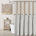 thumbnail image 1 of Psoiuetr Linen Shower Curtains for Bathroom Farmhouse Shower Curtain Rustic Country Button Fabric Pleated Black Stripe 72" x 72", 1 of 6