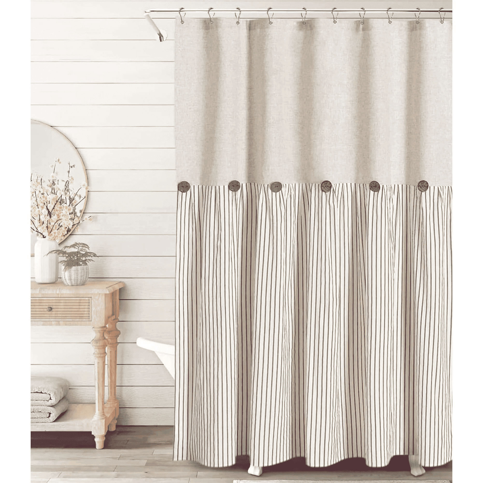 Psoiuetr Linen Shower Curtains for Bathroom Farmhouse Shower Curtain