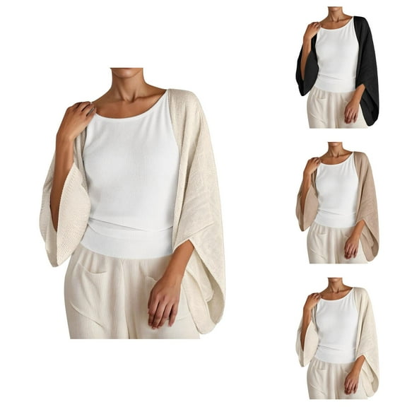 Linen Shrug Cardigans for Women 2025 3/4 Sleeve Open Front Loose Casual Lightweight Cover Up Womens Shrug Tops