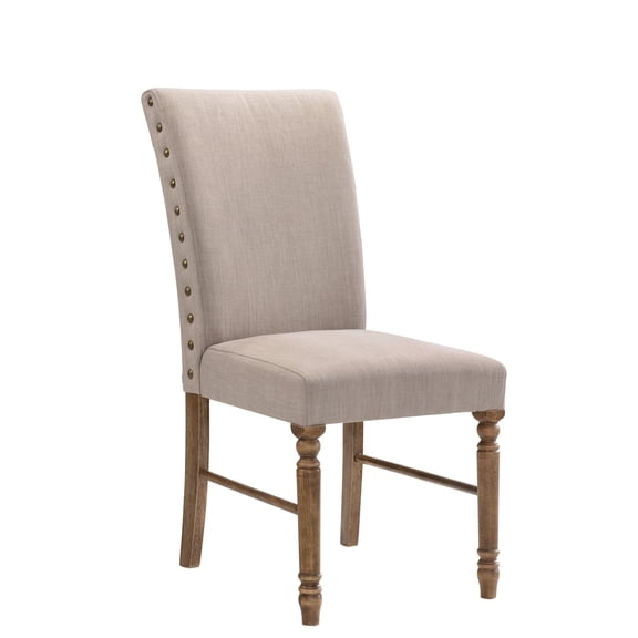 Linen Side Chairs (pair) - Oak Finish, Spring Box Seat, 220lbs Weight Capacity, 37lb Package Cream Nailhead Trim, Seat Construction, Limit