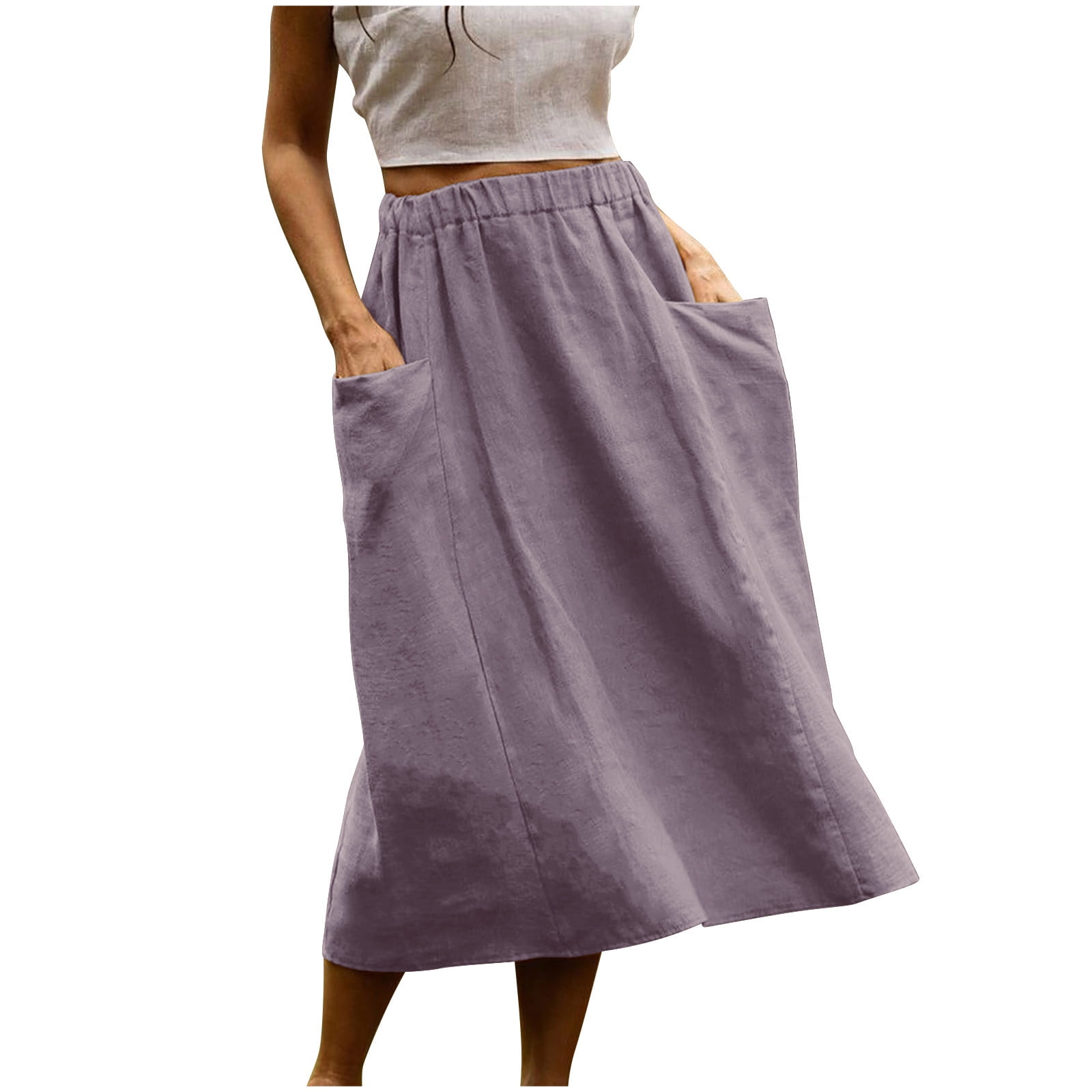 Women's Black High Waisted Soft Heavy Cotton Skirt