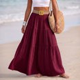 thumbnail image 1 of Linen Skirts for Women Casual Flowy Tiered Maxi Skirt Comfy Vintage Beach Travel High Waisted Boho Skirt with Belt XL, 1 of 8