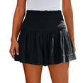 thumbnail image 1 of Linen Skorts for Women Smocked Elastic High Waisted Ruffle Skorts Wide Leg Boho Skirts, XL, 1 of 8