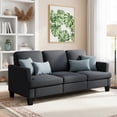 thumbnail image 1 of 3 Seater Sofa, 84" Linen Upholstered Sofa with Deep Seats, Classic Modern Couch for Living Room, Dark Gray, 1 of 10