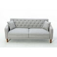 thumbnail image 1 of Linen Sofas and Couches 78 Inches Long, Mid Century Modern Couch Tufted Back Sofa with 2 Throw Pillows, Armrest and Wooden Legs for Living Room, Apartment, Bedroom (Gray), 1 of 7