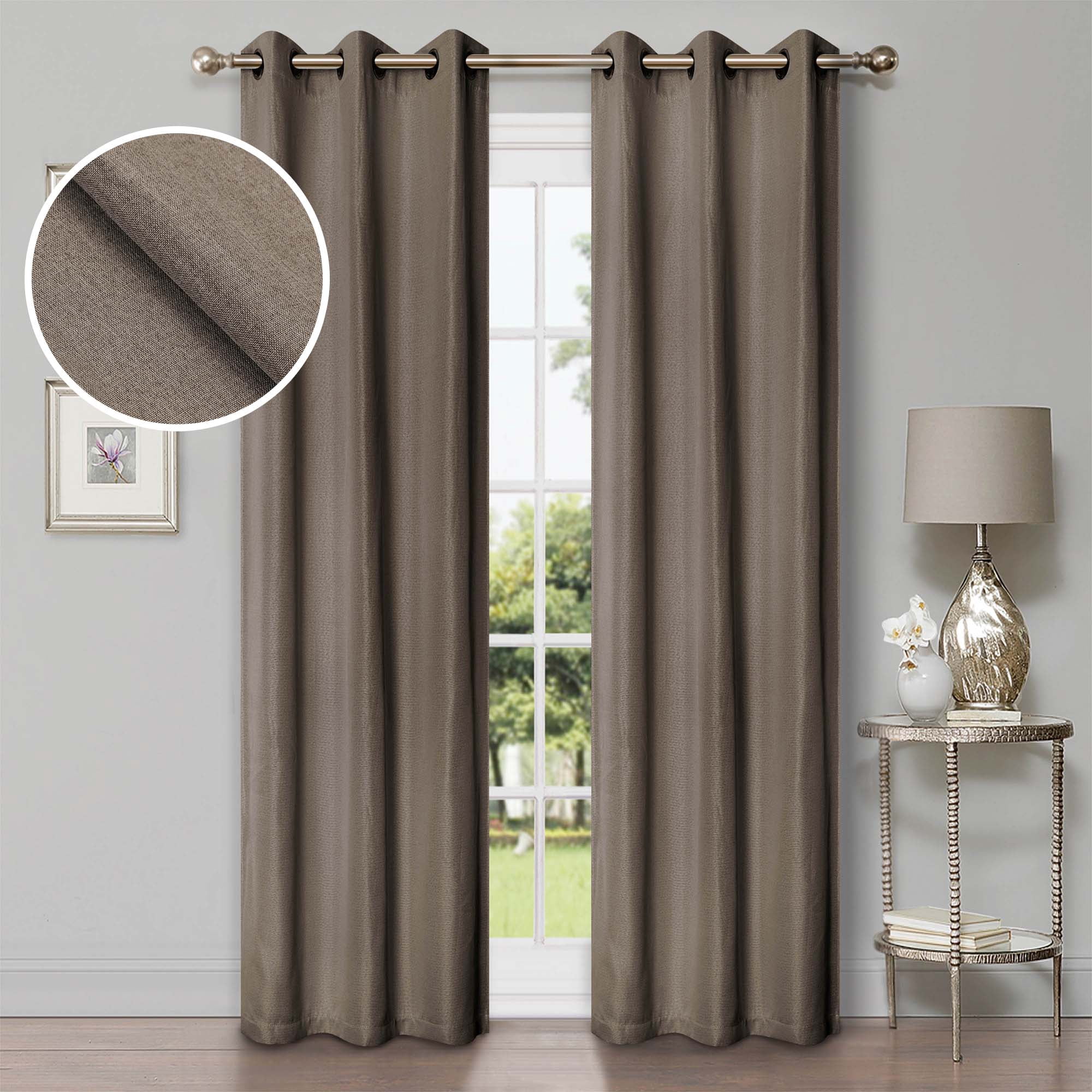 Linen Solid Blackout Curtain Panels, 42" x 96", Coriander by Blue Nile Mills