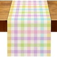 thumbnail image 1 of Linen Spring Easter Buffalo Check Plaid Table Runner Rustic Farmhouse Home Dining Room Kitchen Table Decor (13" x 72"), 1 of 6