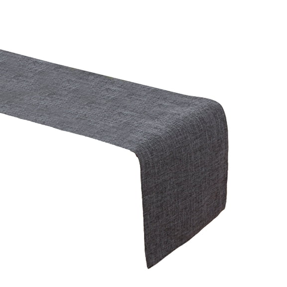 Linen Square Corner Table Runner, 12x83 in (Black) - for Wedding, Party, 4-5ft Tables