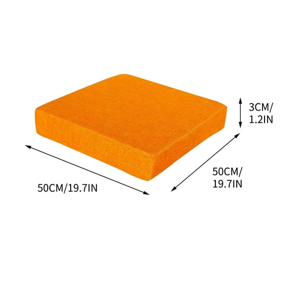 Linen Square Seat Cushion 20x20x1.5 Inch High-Density Foam, Reversible Mat for Sofa & Window Bench, Machine Washable