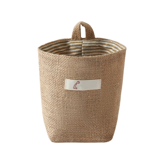 Linen Storage Basket, Hanging Organizer Bag, Washable Wall Mounted Storage Container for Kitchen Bathroom and Home, Double Layered Durable Natural Jute Material, Compact Versatile Design