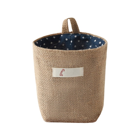Linen Storage Basket, Hanging Organizer Bag, Washable Wall Mounted Storage Container for Kitchen Bathroom and Home, Double Layered Durable Natural Jute Material, Compact Versatile Design