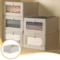 thumbnail image 1 of Linen Storage Bins, Storage Containers for Organizing Clothing, Jeans, Toys, Books, Shelves, Closet, Wardrobe - Closet Organizers and Storage, Large Storage Boxes Baskets with Window 11x16x6.7in, 1 of 6