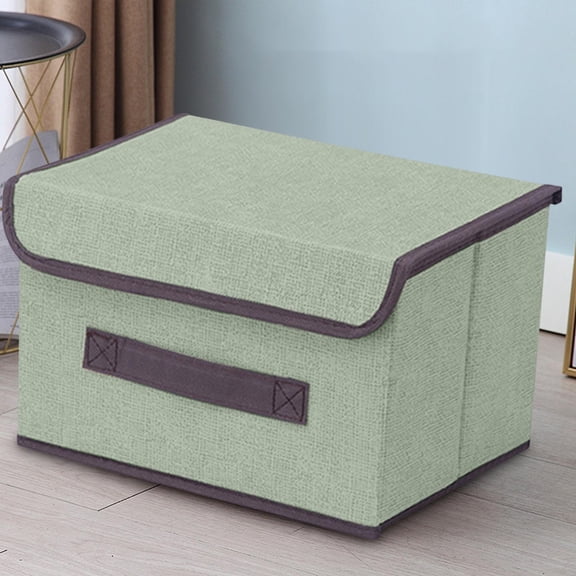 And Linen Storage Box with Lid - Foldable Fabric Storage Bin, Closet Organizer Container for Household Clothing/Debris, Stackable Design (2-Pack, 12x10x8in)