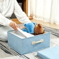 thumbnail image 1 of Linen Storage Box With Lid Foldable Organizer Bin, Large Capacity Stackable Closet Storage Basket With Reinforced Handles for Bedroom Dorm Home Clothes Blanket Storage Organization, 1 of 6