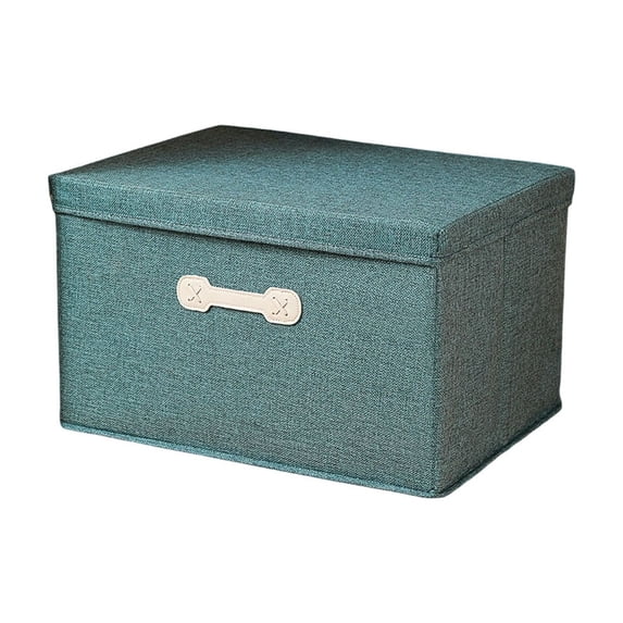 Linen Storage Box with Lid Foldable Stackable with Handles for Clothes, Blankets, Towels