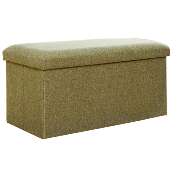 Linen Storage Ottoman, Folding Space-Saving Bench Footrest Rectangular Storage Box Footstool Seat Suitable for Hallway Patio Living Room-40x25x25cm(16x10x10inch)-green